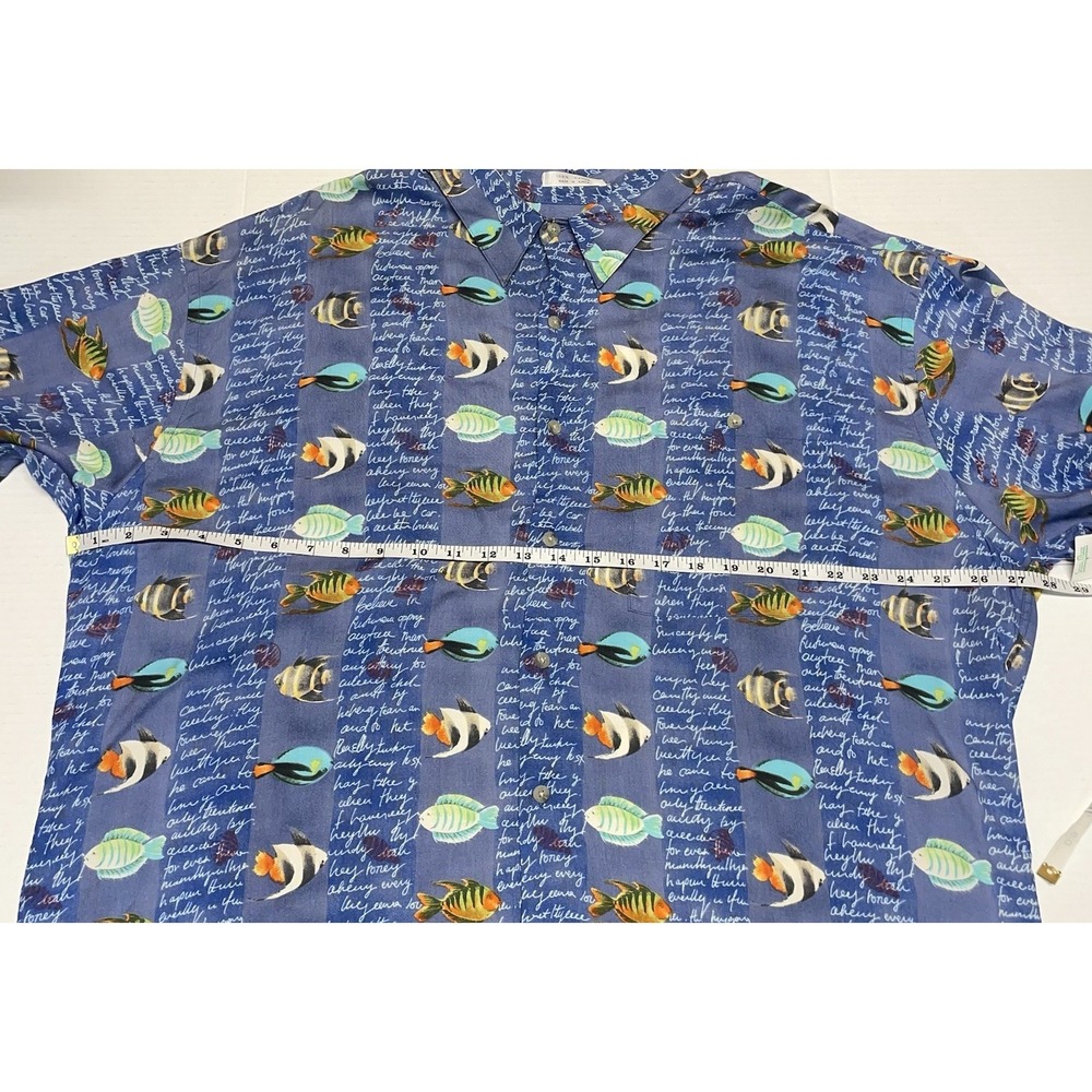 Vintage Pierre Cardin Rayon Button Up Tropical Fish Shirt XXL Lightweight NWT - Picture 10 of 14